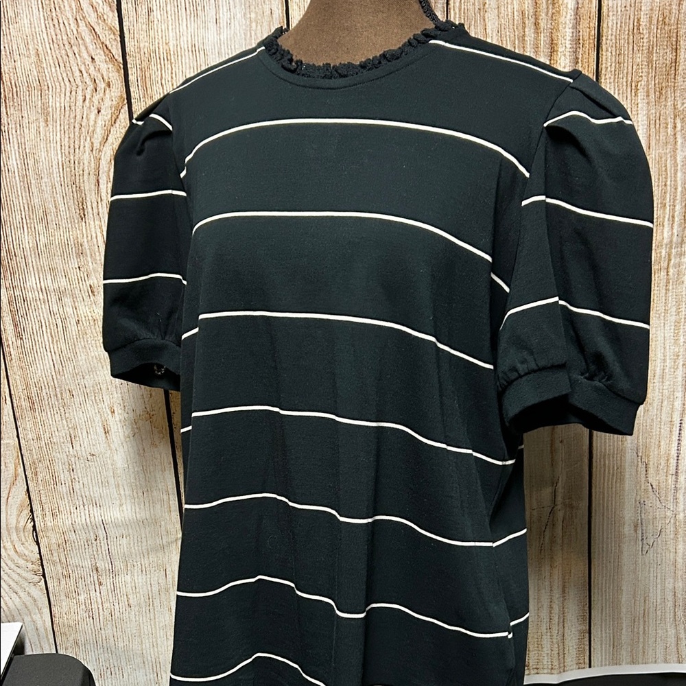 Who What Wear Black Top with White Stripe Detail 🖤